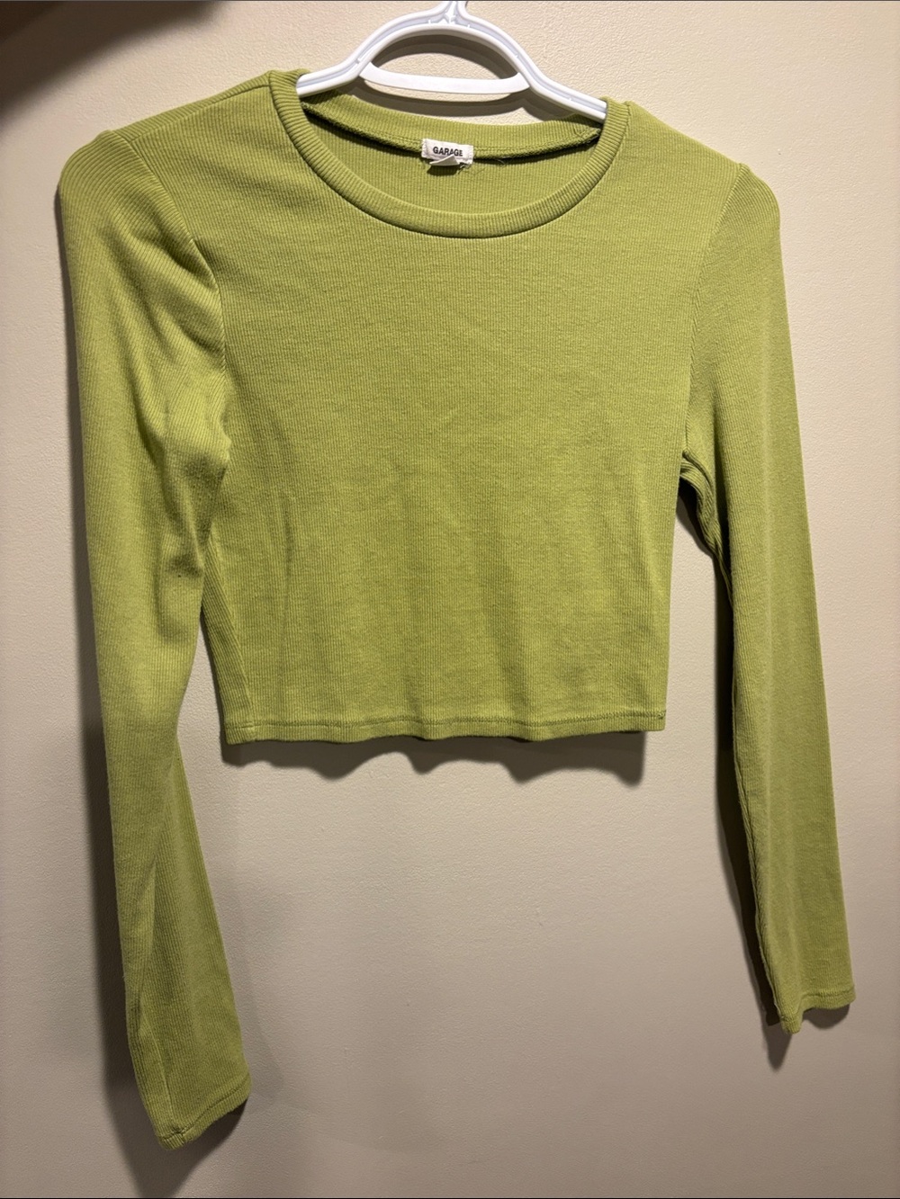 Garage Lime Green Long Sleeve Cropped Top